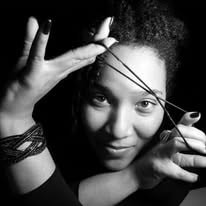 Sasha Link in a black-and-white portrait at Simmons